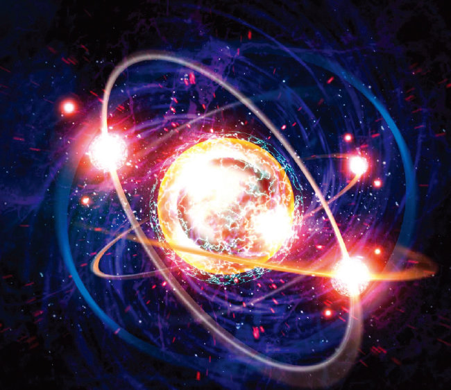 Um sol artificial pode ser criado através de uma reação de fusão nuclear na qual dois núcleos atômicos se fundem para formar um núcleo atômico maior e mais pesado. [GETTYIMAGES]