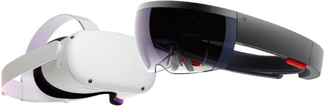 메타와 마이크로소프트(MS)가 각각 출시한 AR(증강현실) 기기 퀘스트(왼쪽)와 홀로렌즈. [사진 제공 · 메타, 사진 제공 · MS]