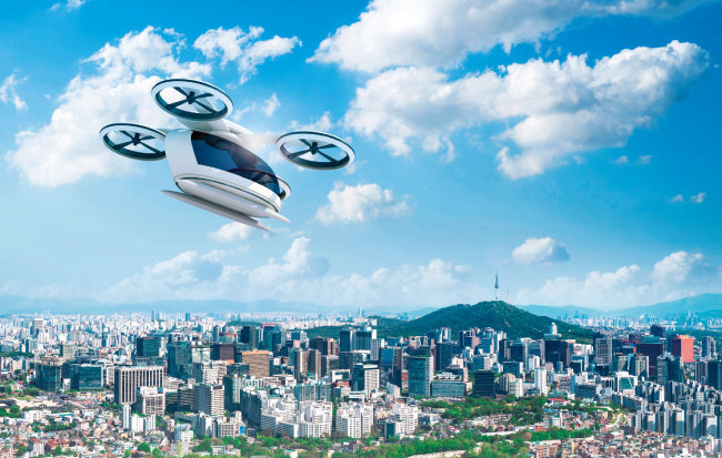 도심항공교통(UAM)이 미래 도시 상공을 비행하는 모습을 담은 상상도. [GettyImages]