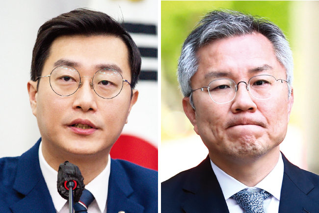 더불어민주당 장경태(왼쪽), 최강욱 의원이 수년 전부터 김남국 의원의 코인 투자 사실을 알고 있었던 것으로 보이는 정황이 최근 드러났다. [동아DB]