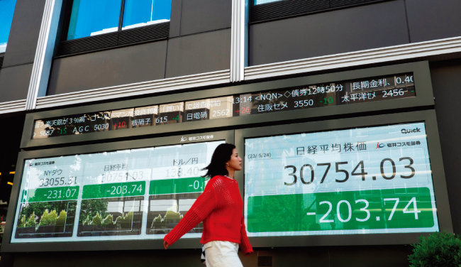 일본 증시가 33년 만에 최고치를 기록하며 외국인 투자자금을 빨아들이고 있다. [뉴시스]