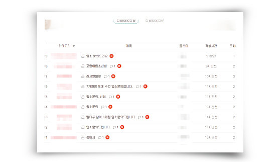 한 신종 펫숍 업체 홈페이지의
‘안심입소 신청’ 게시판에는 하루에도 수십 건씩 파양 신청 글이 올라온다. [이학범 제공]