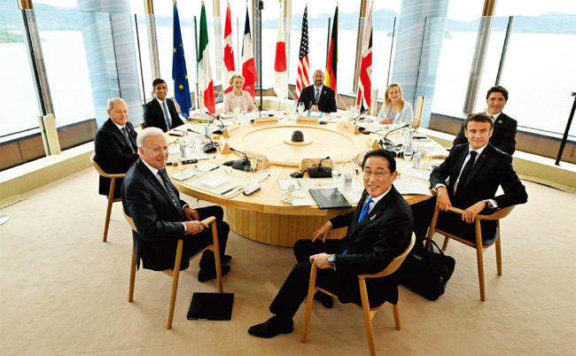 주요 7개국(G7) 정상들이 5월 일본 히로시마에서 회의를 하고 있다. [일본 정부 제공]