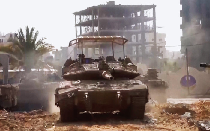 가자지구 시가전에 투입된 이스라엘군 전차. [뉴시스]