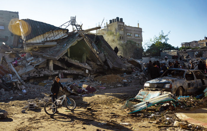 이스라엘의 가자지구 공습으로 폐허가 된 마을. [뉴시스]