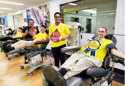 위러브유가 호주 브리즈번 헌혈센터에서 개최한 ‘제621차 전 세계 헌혈하나둘운동’. [국제위러브유운동본부 제공]