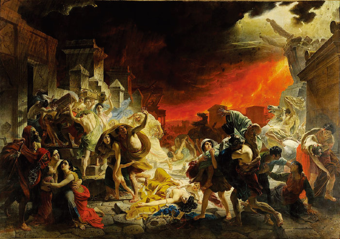 베수비오 화산 폭발 당시 로마 폼페이 모습을 담은 카를 브률로프의 ‘폼페이 최후의 날’. [위키피디아]