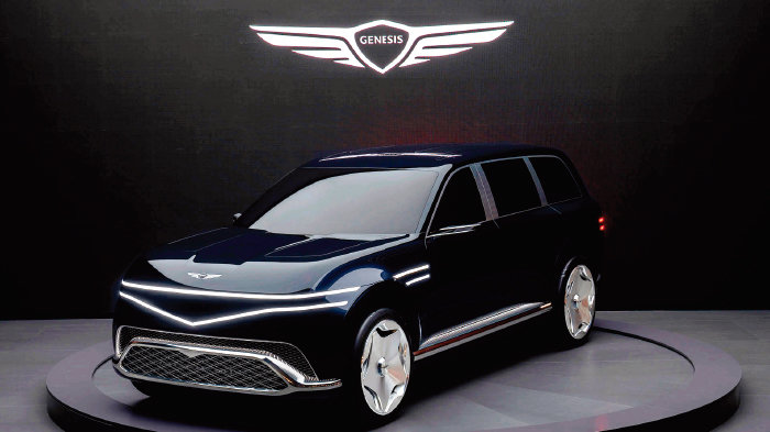 아시아 최초로 선보인 대형 전동화 SUV ‘제네시스 네오룬 콘셉트’. [제네시스 제공]