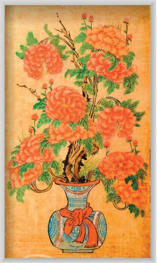 조선민화박물관에 소장된 ‘모란화병도’. 부귀를 상징하는 모란은 토(土) 기운이 강한 식물로, 모란 그림은 늦여름체질과 여름 및 가을체질에 잘 맞는다. 동아DB