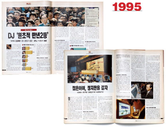 주간동아는 창간 기념으로 ‘차기 대선주자 선호도 여론조사’(왼쪽)를 실시하고, ‘전자민주주의’를 주제로 토론회도 열었다. 홍중식 기자 