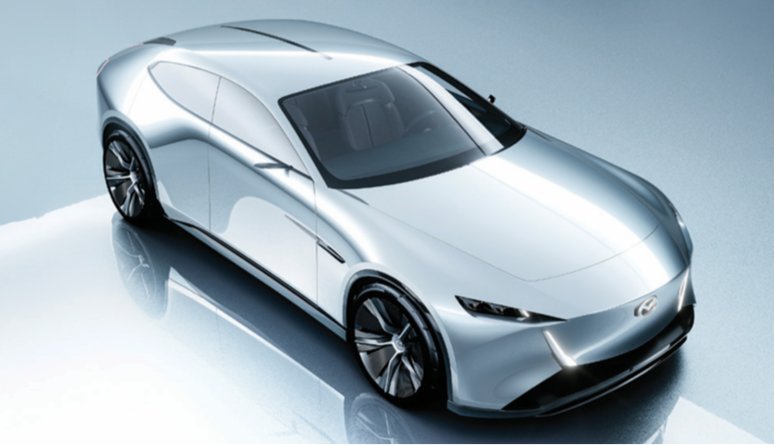 긴 보닛과 볼륨감 있는 펜더 디자인이 인상적인 마쓰다 ‘비전 X-쿠페’ 모델. 마쓰다 제공