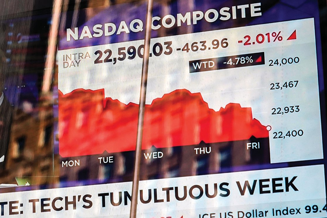 11월 3~7일 한주 동안 나스닥 지수는 4% 하락해 주간 하락률로는 도널드 트럼프 미국 대통령이 상호관세를 발표한 4월 첫째 주 이후 최대 낙폭을 기록했다. 뉴시스