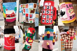 서울 종로구 필운동 일대에 있는 ‘뜨개옷’을 입은 가로수들. 인스타그램 ‘댄싱그랜마’ 계정 캡처