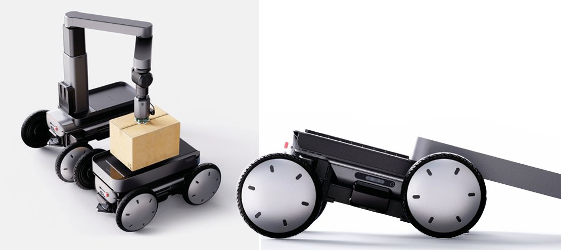 모베드가 스스로 짐을 싣고(왼쪽) 내리고 있다. 현대차그룹 제공