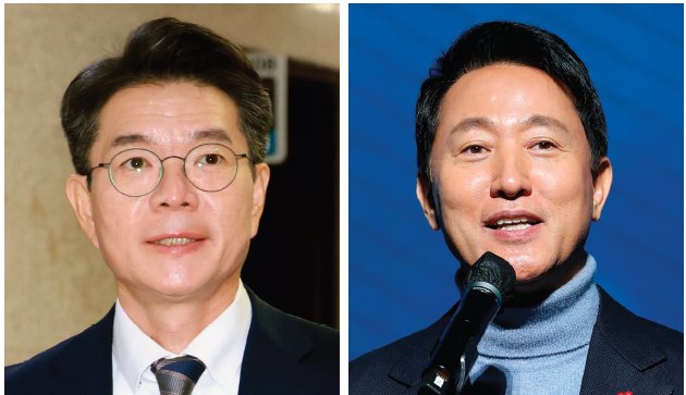 더불어민주당 정원오 성동구청장(왼쪽)과 국민의힘 오세훈 서울시장. 뉴시스·뉴스1