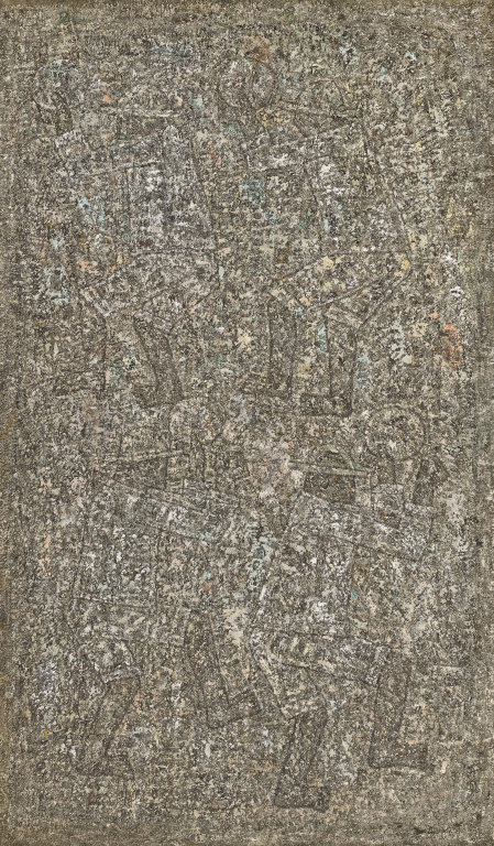 흥겹게 춤추는 농민들 모습을 묘사한 박수근의 ‘농악’. 국립현대미술관 제공