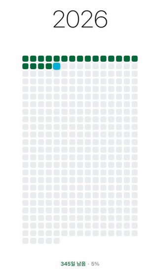 ‘데일리’ 애플리케이션(앱)에서는 남은 한 해를 시각적으로 확인할 수 있다. 데일리 애플리케이션 캡처