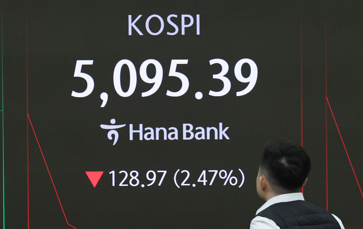 2월 2일 서울 중구 하나은행 본점 딜링룸 전광판에 장초반 시황이 나타나고 있다. 뉴스1