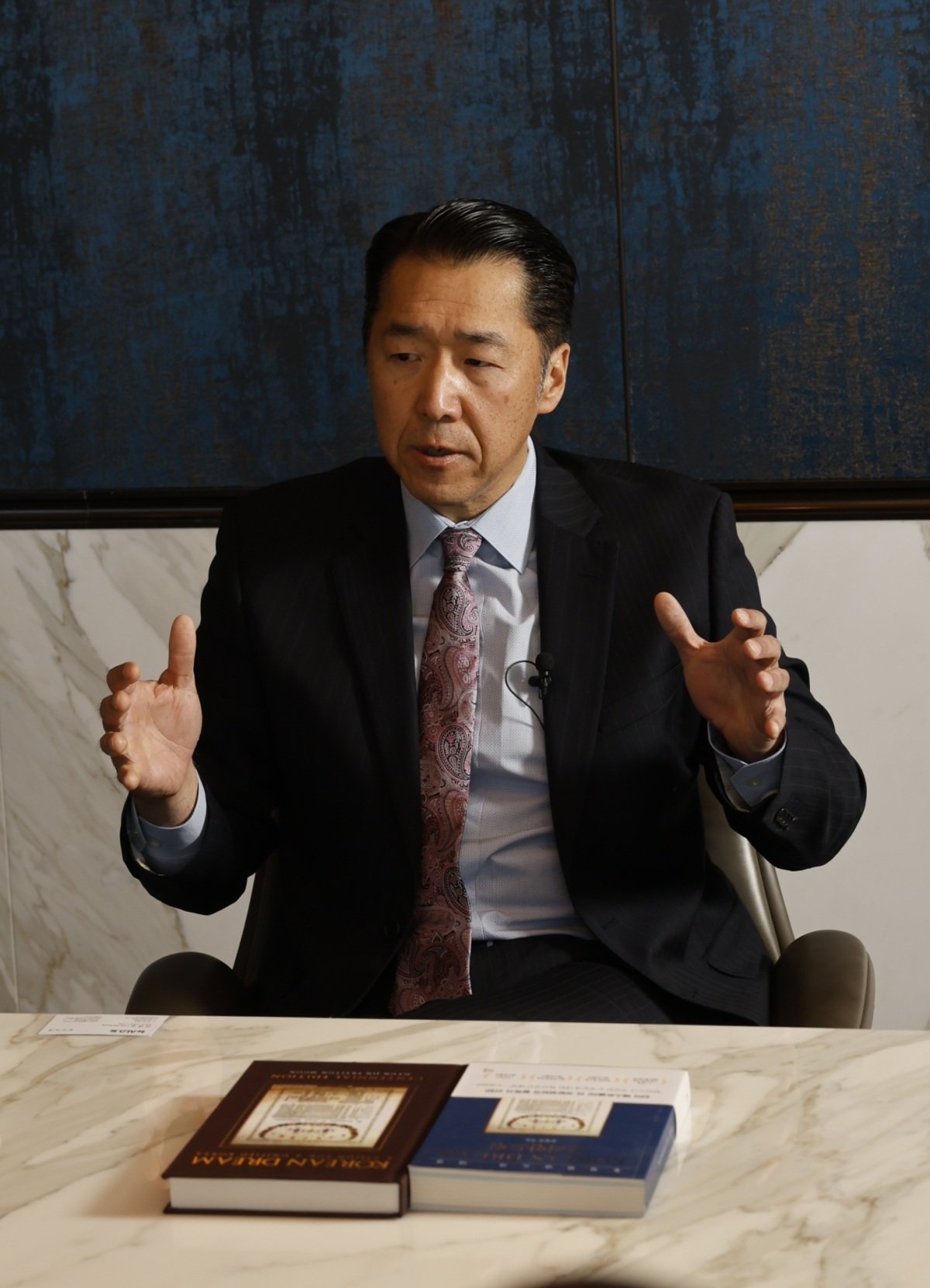 문현진 글로벌피스재단(GPF) 세계의장이 2월 25일 민간 주도 통일의 필요성과 ‘통일교 사태’에 대해 말하고 있다. 박해윤 기자