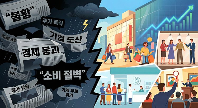 코스피가 오르면 불황 프레임이 강해지지만, 실제 내수·유통 관련 주가는 상승한 것으로 나타났다. 제미나이 생성 이미지 