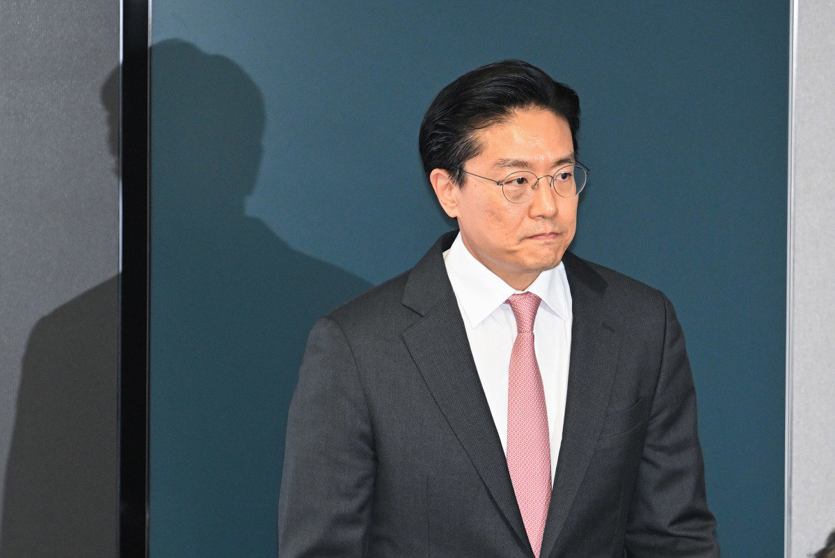 전인석 삼천당제약 대표가 4월 6일 서울 서초구 삼천당제약 본사에서 열린 기자간담회에 참석하고 있다. 뉴스1