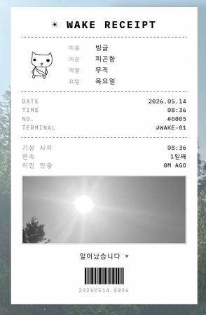 하루를 영수증 형태로 기록하는 애플리케이션. X(옛 트위터) ‘빙글’ 계정 캡처
