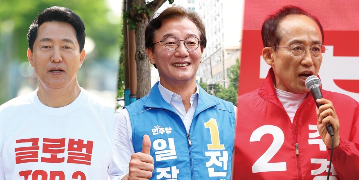 6‧3 지방선거에서 당선된 국민의힘 오세훈 서울시장 후보와 더불어민주당 전재수 부산시장 후보, 국민의힘 추경호 대구시장 후보(왼쪽부터). 뉴시스, 동아DB, 뉴스1
