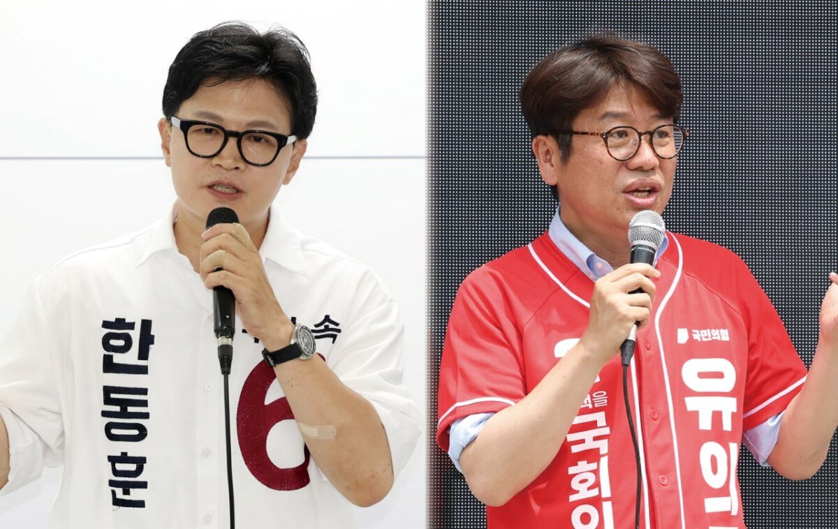 6·3 국회의원 재보궐 선거에서 당선된 부산 북구갑 무소속 한동훈 후보와 경기 평택을 국민의힘 유의동 후보(왼쪽부터). 뉴시스, 뉴스1 