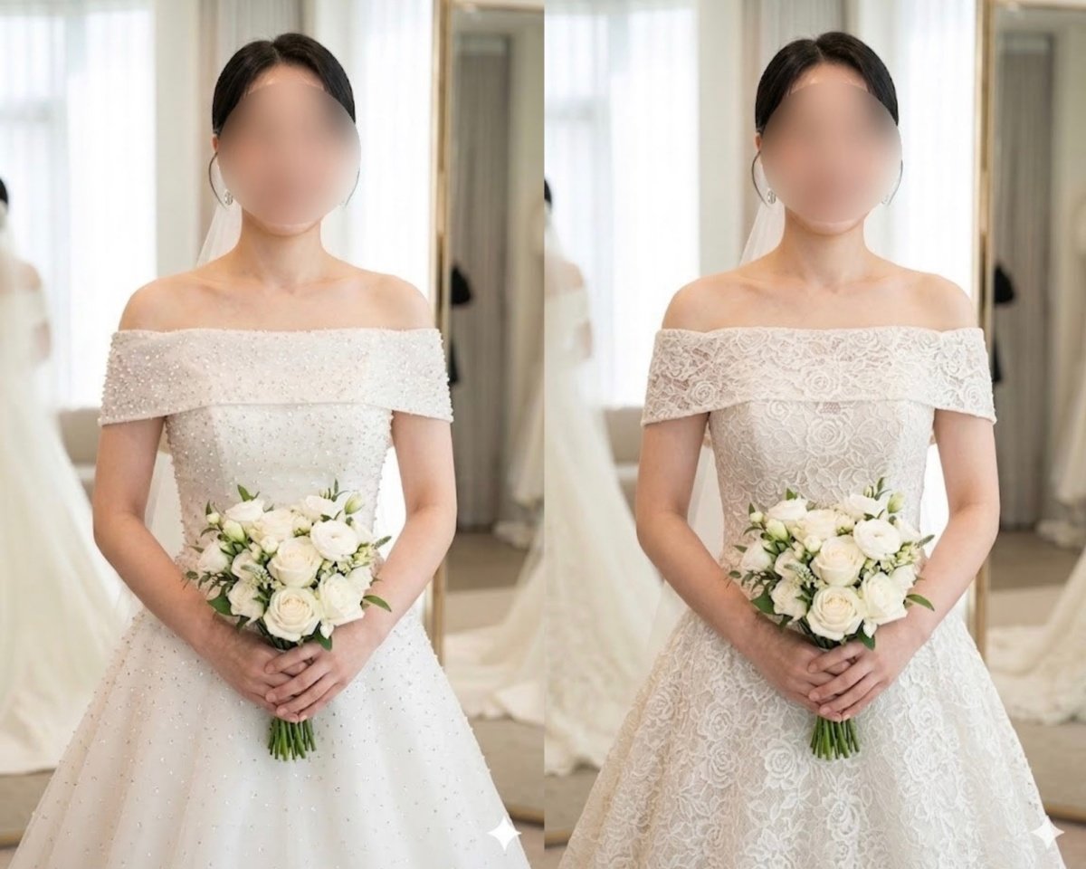 제미나이를 이용해 같은 디자인의 드레스를 여러 버전으로 조합한 모습. 이모 씨 제공