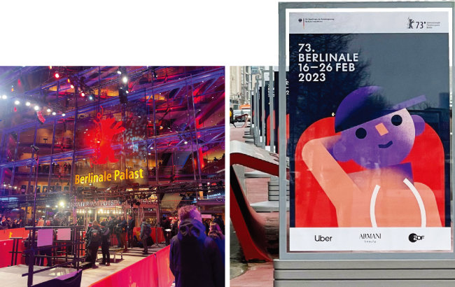 매년 2월 포츠담 광장에 있는 베를리날레 플라스트를 중심으로 베를린 국제 영화제가 열린다(왼쪽). 베를린 영화제 기간에는 베를린 거리에서 영화제 포스터를 쉽게 찾아볼 수 있다.