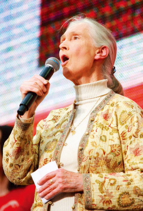 2007년 미국 뉴저지주에서 열린 라이브 어스 행사에서 발언하는 제인 구달.