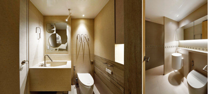 조적식으로 디자인한 호텔 느낌의 욕실.