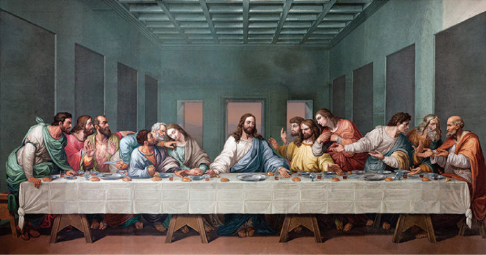 르네상스 시대부터 수많은 화가들은 예수 그리스도가 십자가에 못박히기 전날 밤 유월절을 지키며 제자들과 성만찬 예식을 하는 장면을 ‘최후의 만찬’이란 제목으로 묘사했다. 거장 레오나르도 다빈치의 작품이 가장 유명하다.
