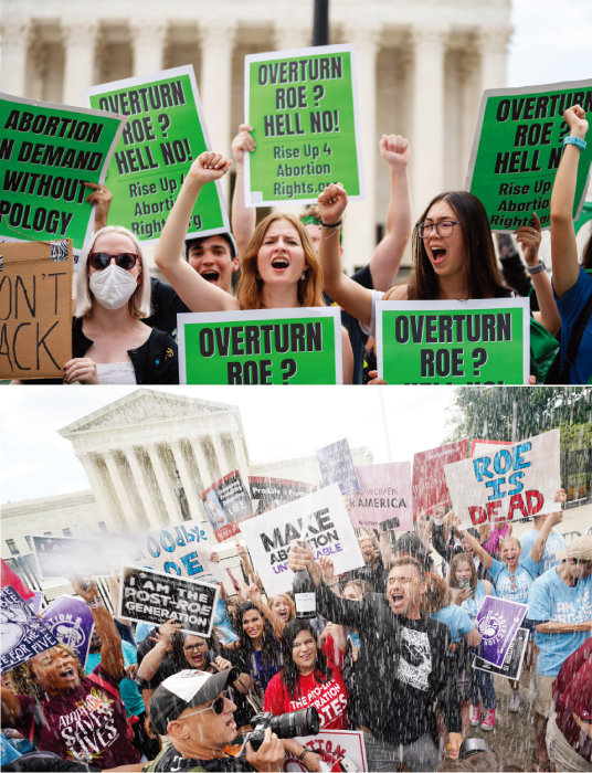 1022년 6월 미국 연방대법원이
‘로 대 웨이드’ 판결을 파기한 이후 낙태 찬반 시위가 펼쳐졌다.