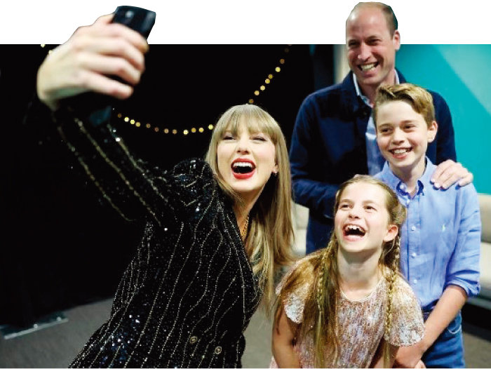 Prince William, Prince George and Princess Charlotte take a selfie with Taylor Swift.