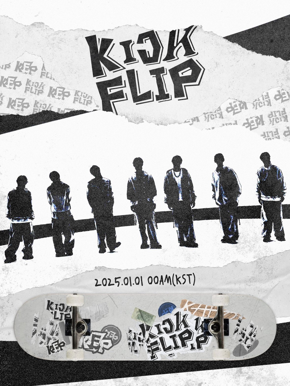 JYP‘s new group Kickflip debut project content image. Photo courtesy of JYP Entertainment