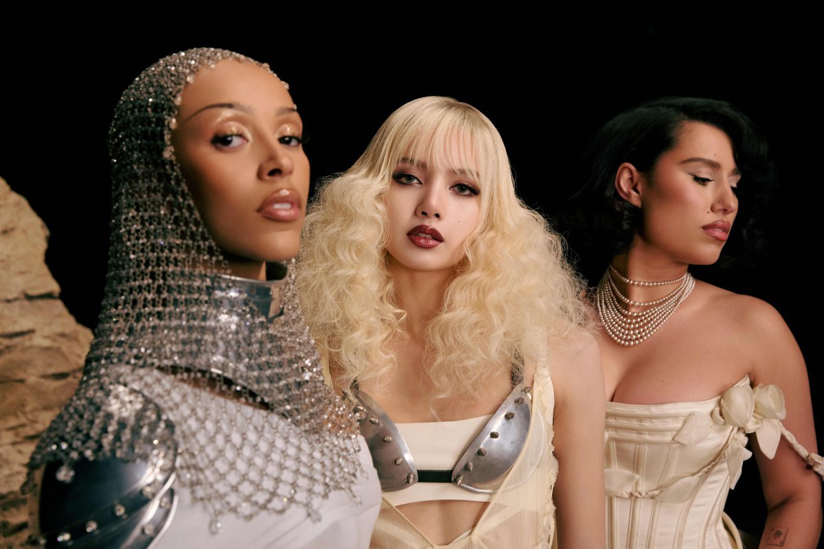 From left, American rapper Doja Cat, Blackpink Lisa, and British singer Lay. Photo courtesy of Sony Music Entertainment Korea