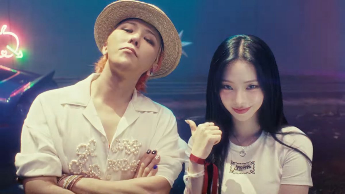 Singer G-Dragon and Karina of Espa (from left) worked together on the new song ‘Too Bad’. Photo source | Capture from G-Dragon‘s music video