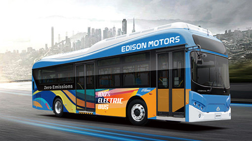 에디슨 모터스의 대표 전기버스인 PIEV e-화이버드. 복합소재 차체와 163kWh 리튬이온 배터리를 탑재해 1회 충전 시 178km를 주행한다. 사진제공｜에디슨 모터스