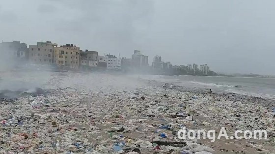 플라스틱 등 각종 쓰레기로 오염된 해변