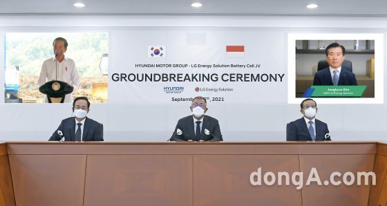 작년 9월 진행된 현대차그룹·LG에너지솔루션 인도네시아 배터리 셀 합작공장 착공식