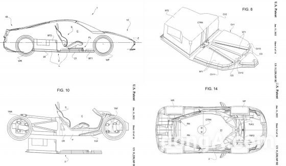 미국 특허청에 출원한 페라리 전기 스포츠카 특허 이미지