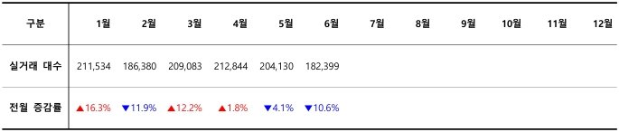 2024년 월별 중고차 실거래 대수 / 출처=카이즈유데이터연구소