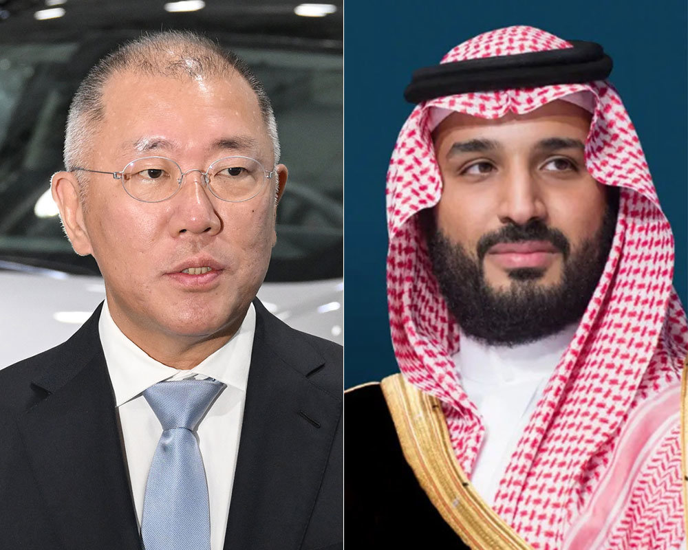 (왼쪽부터)정의선 현대차그룹 회장, 무함마드 빈 살만 사우디 왕세자. 동아일보DB