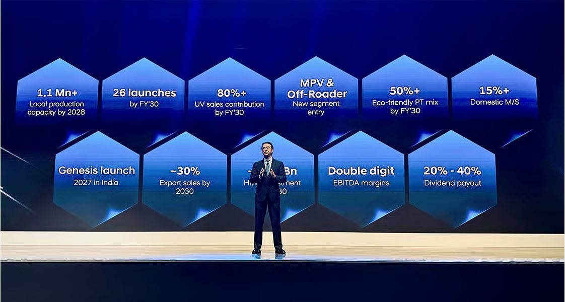 지난 10월 인도에서 처음 개최한 현대차 CEO 인베스터 데이. 사진은 발표 중인 호세 무뇨스 현대차 CEO. 현대차 제공