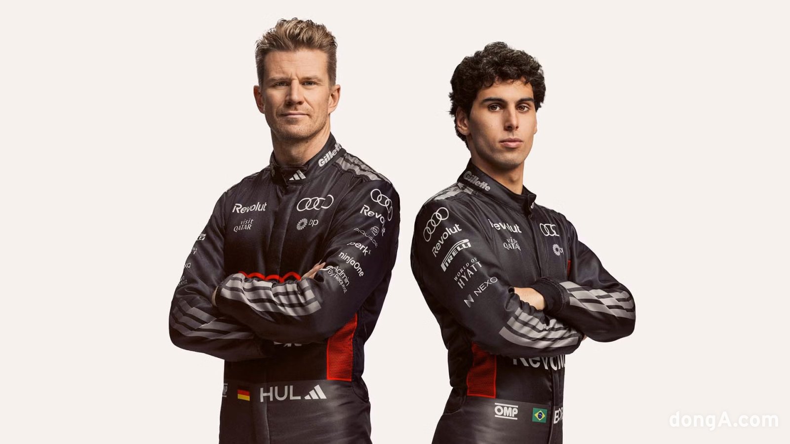 아우리 레볼루트 F1 팀 드라이버 니코 휠켄베르크(Nico Hülkenberg, 왼쪽)와 가브리엘 보르톨레토(Gabriel Bortoleto).