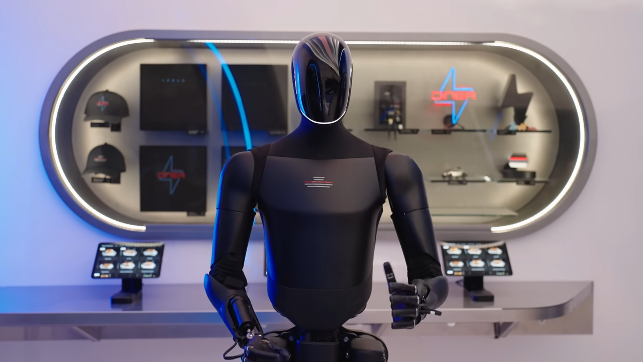 테슬라의 휴머노이드 로봇 ‘테슬라 옵티머스’의 모습. 테슬라 유튜브 갈무리