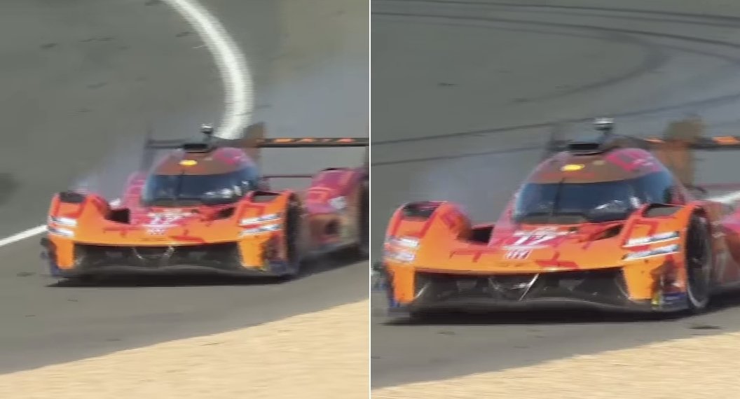 연석을 밟고 오른쪽 서스펜션이 파손된 제네시스 마그마 레이싱 GMR-001 하이퍼카 #17. WEC 제공