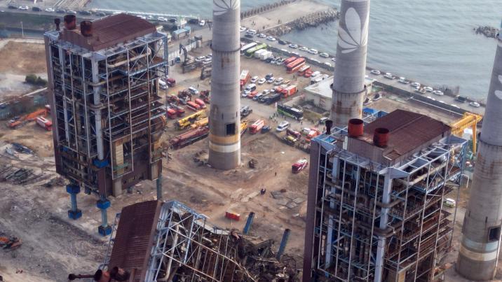 울산발전소 사고 인근 타워도 붕괴위험… 오늘 폭파 해체