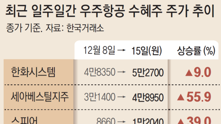 ‘스페이스X 효과’ 우주-항공기업 주가 고공비행